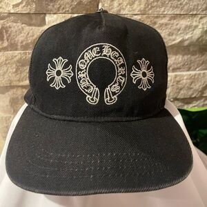 Chrome Hearts Black Hat with White Embroidery